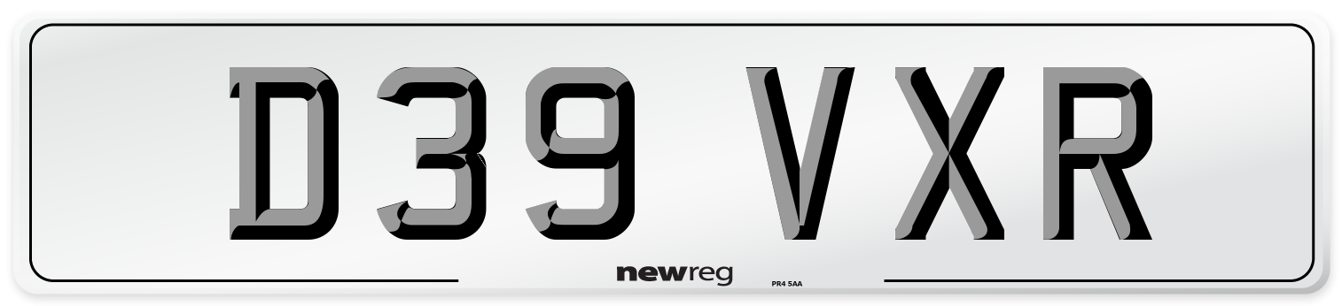 D39 VXR Number Plate from New Reg